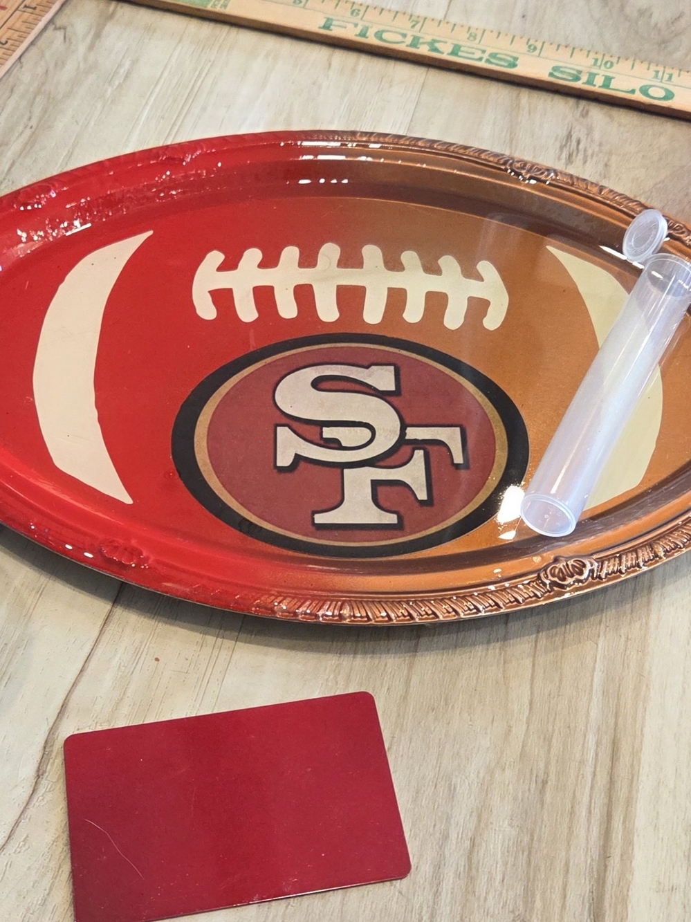 San Francisco 49ers Football Serving Platter/Rolling Tray- Red & Gold